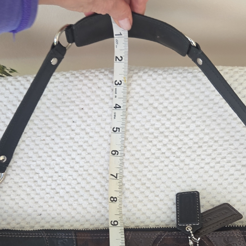 Coach Optic Black Brown Leather Shouder Bag Purse - Picture 15 of 16
